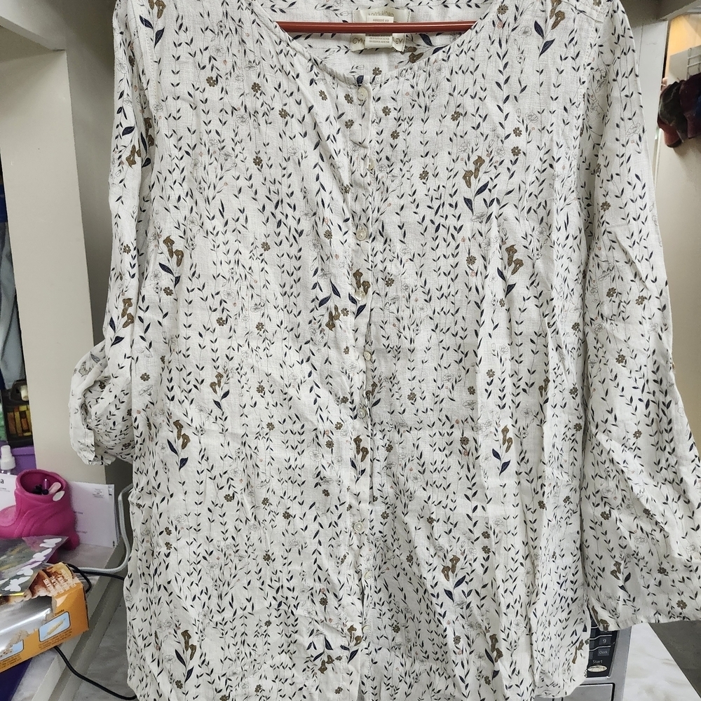 Cynthia Rowley Cream and Brown Patterned Blouse